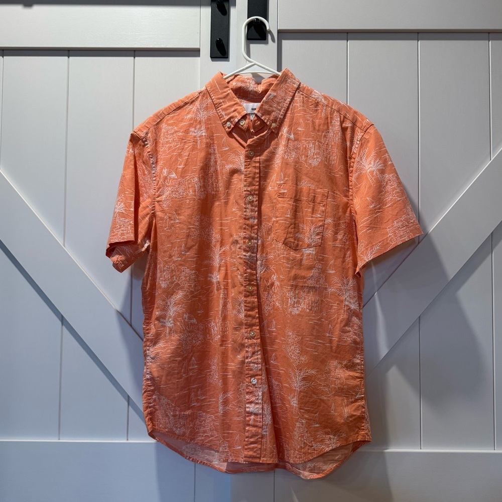 Sonoma Men's Coral Short Sleeve Shirt Button Up